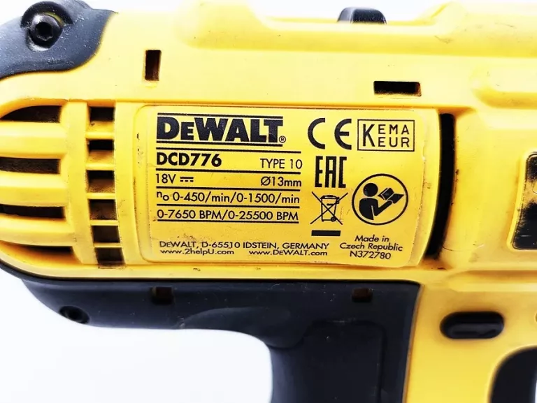 WKRĘTARKA DEWALT DCD776 + 2X AKU 1,3AH + ŁAD + 23 WIERTŁA + WALIZKA