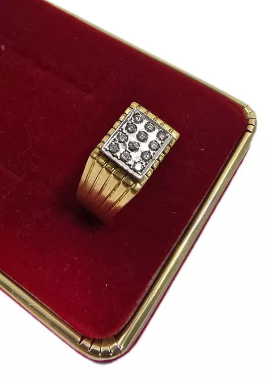 CIEKAWY ZŁOTY MĘSKI SYGNET PRÓBY 750 / R. 23 / 9,15G!