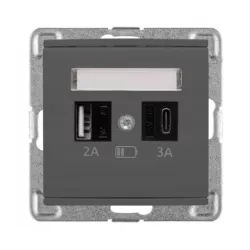 GNIAZDO POLMARK VERONA BAZALT USB A+C
