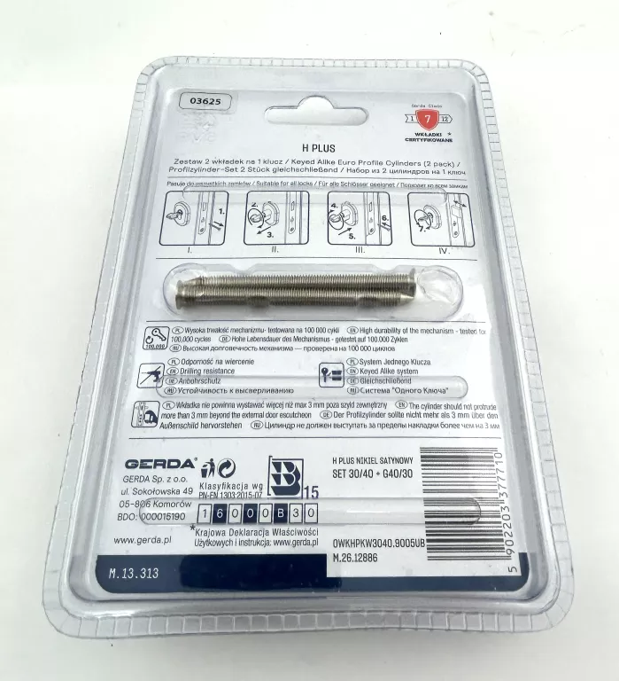 KOMPLET WKŁADEK GERDA H PLUS 30/40+30/40G NIKIEL