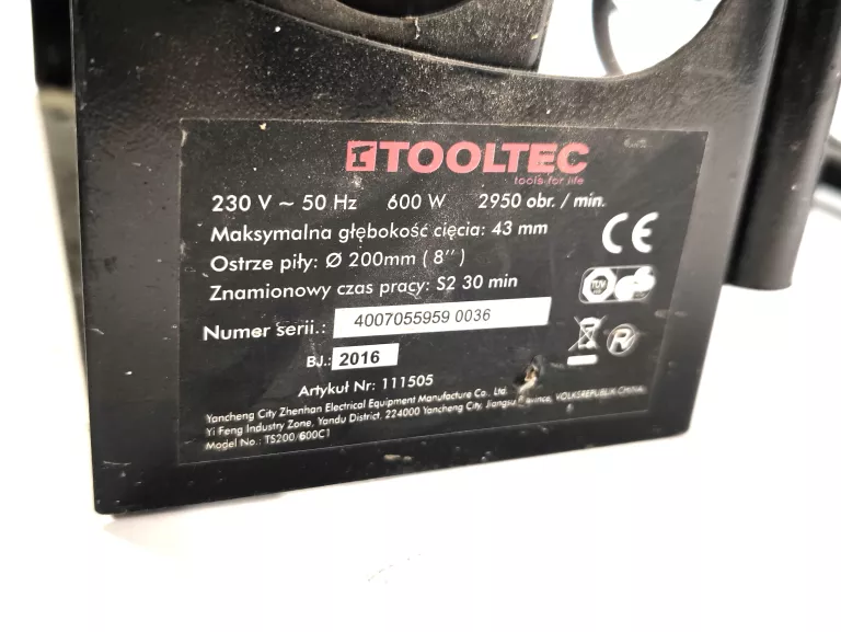 TOOLTEC PILARKA TARCZOWA STOŁOWA