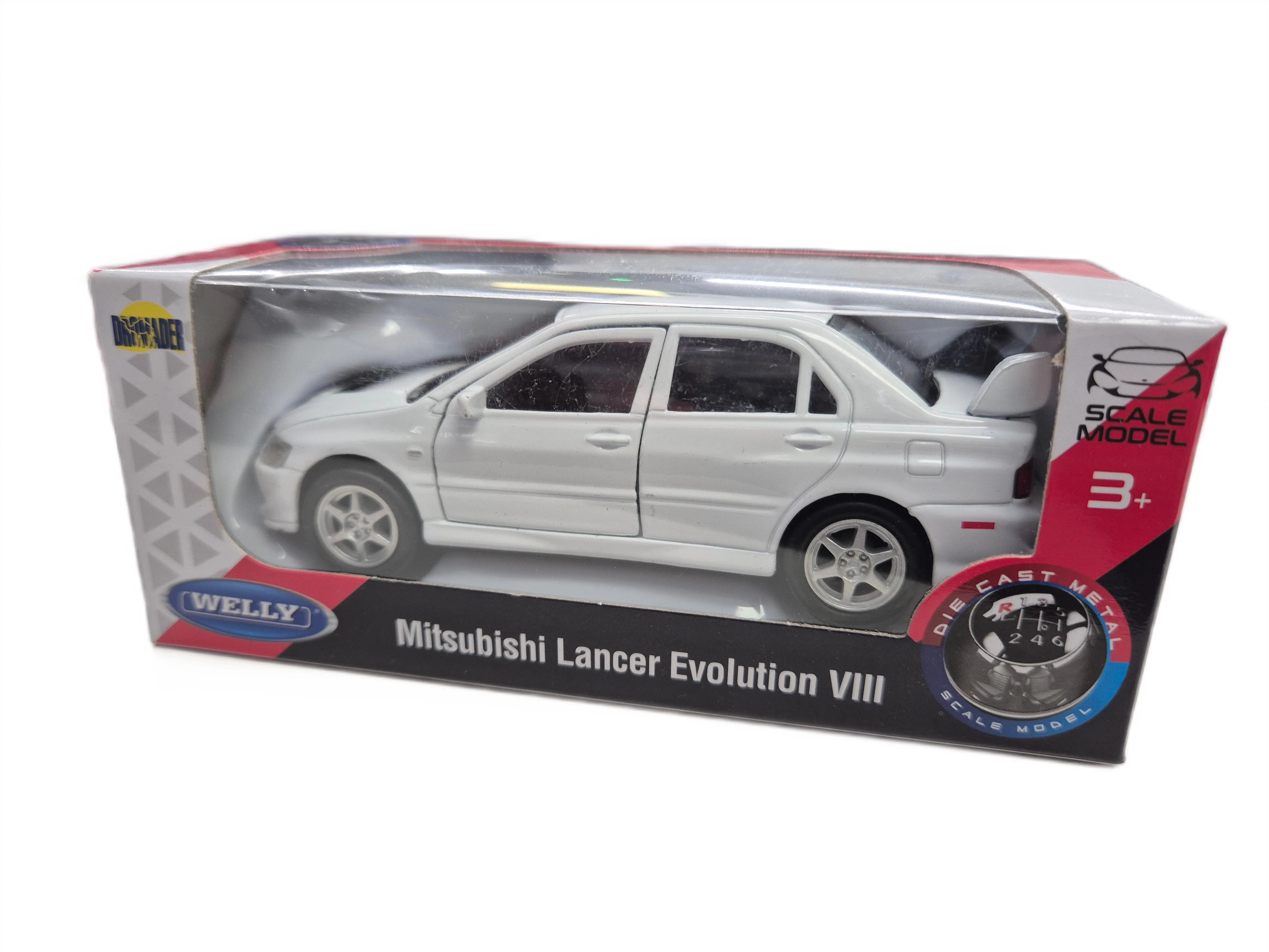 MITSUBISHI LANCER EVOLUTION VIII BIAŁY METALOWY MODEL WELLY 1:34 