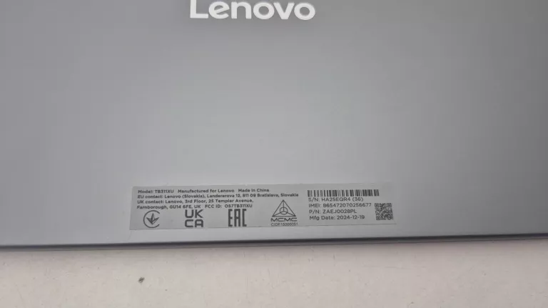 TABLET LENOVO TAB M11 10.95"  PUDEŁKO