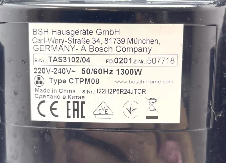 EKSPRES KAPSUŁKOWY BOSCH TASSIMO TAS3102/04