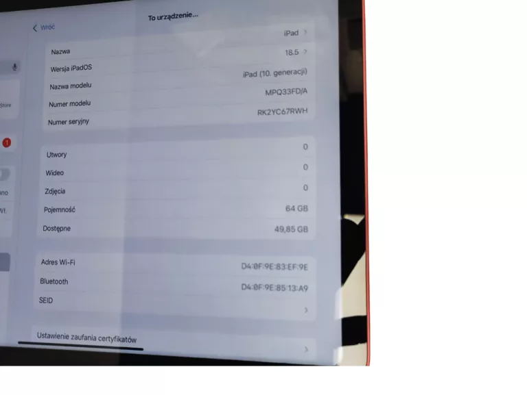TABLET 10,9" APPLE  IPAD (10 GEN) A2965 64GB