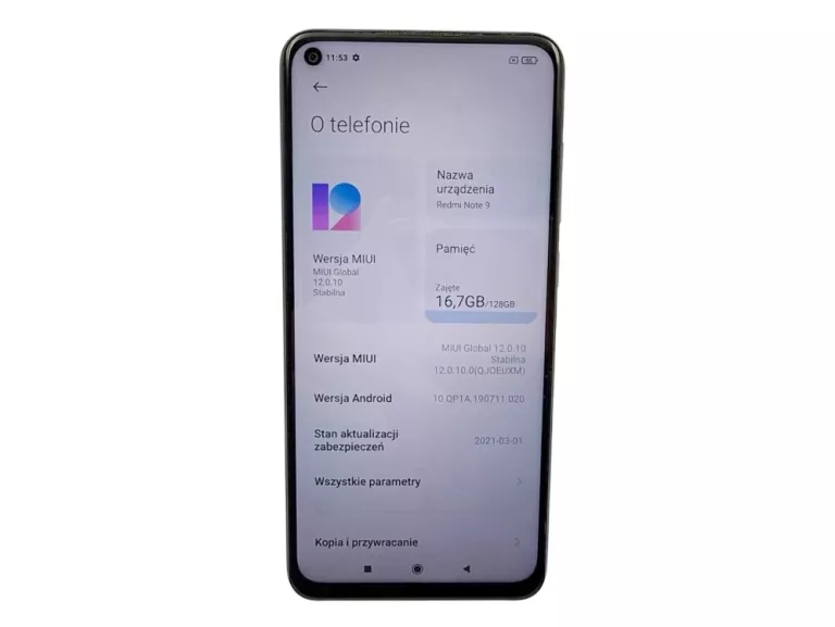 TELEFON XIAOMI REDMI NOTE 9 4/128 GB NIEBIESKI