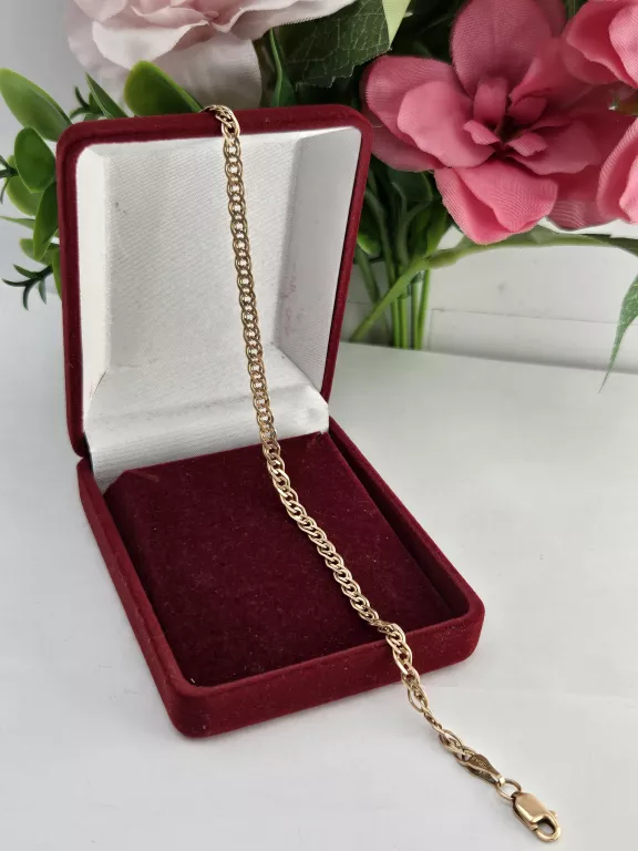 ZŁOTA BRANSOLETKA RÓŻOWE ZŁOTO PANCERKA 585 14K 20CM