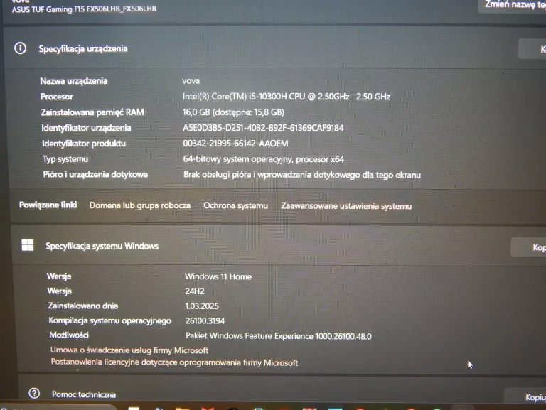 LAPTOP ASUS TUF GAMING F15 FX506L