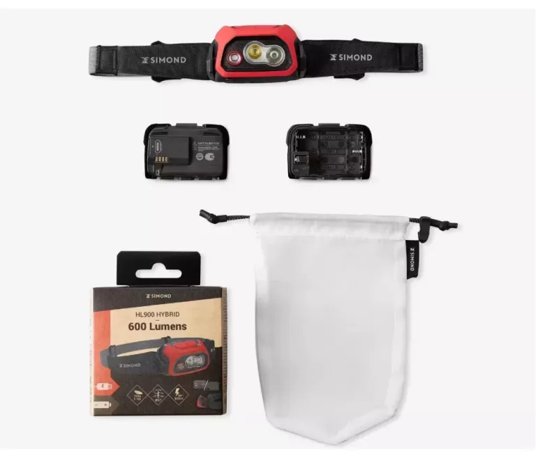 LAMPKA CZOŁÓWKA TREKKINGOWA FORCLAZ HL900 600 LUMENS CZERWONA