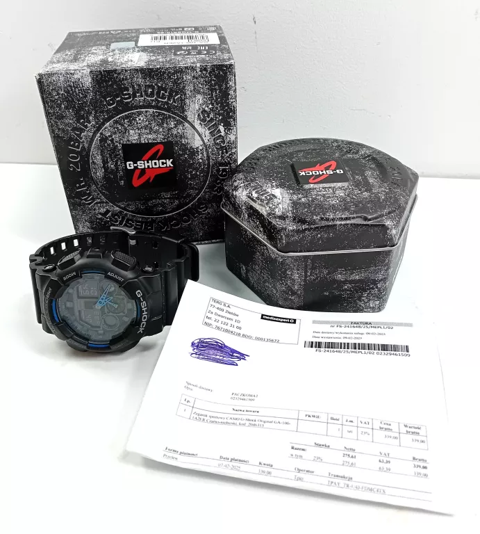 ZEGAREK MĘSKI CASIO G-SHOCK GA-100 5081 KPL + FV Z 09.02.25