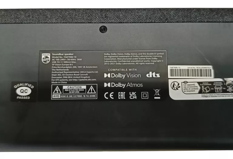 SOUNDBAR PHILIPS TAB7908/10 Z SUBWOOFEREM 5.1.2 370W BLUETOOTH