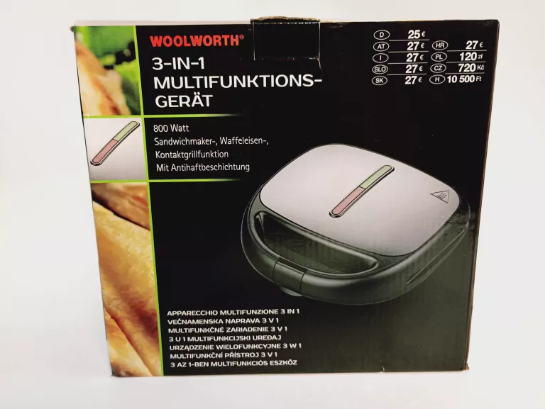 OPIEKACZ 3W1 WOOLWORTH 800W URZĄDZENIE WIELOFUNKCYJNE TOSTER
