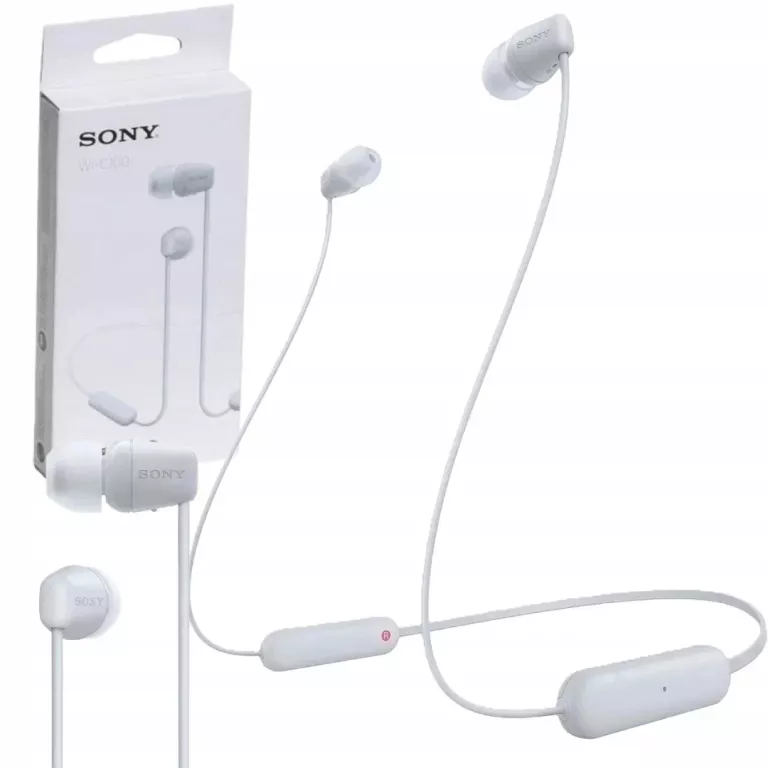 ORYGINALNE SŁUCHAWKI BEZPRZEWODOWE Z PAŁĄKIEM SONY WI-C100W BIAŁE