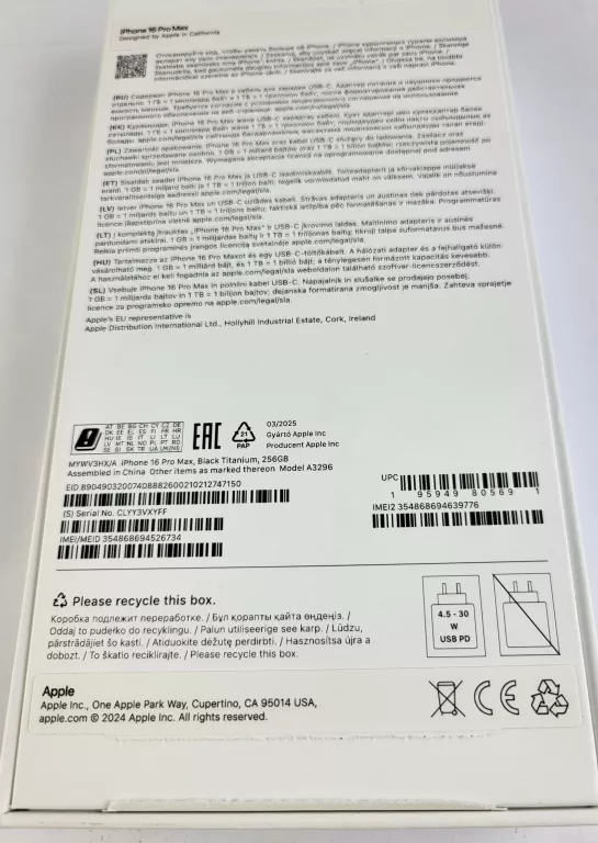 TELEFON IPHONE 16 PRO MAX 8/256GB TITAN Z PLUSA