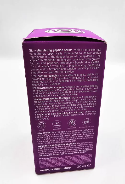 STYMULUJĄCE SERUM PEPTYDOWE NA NOC BASICLAB / NAPIĘCIE I UJĘDRNIENIE 30ML