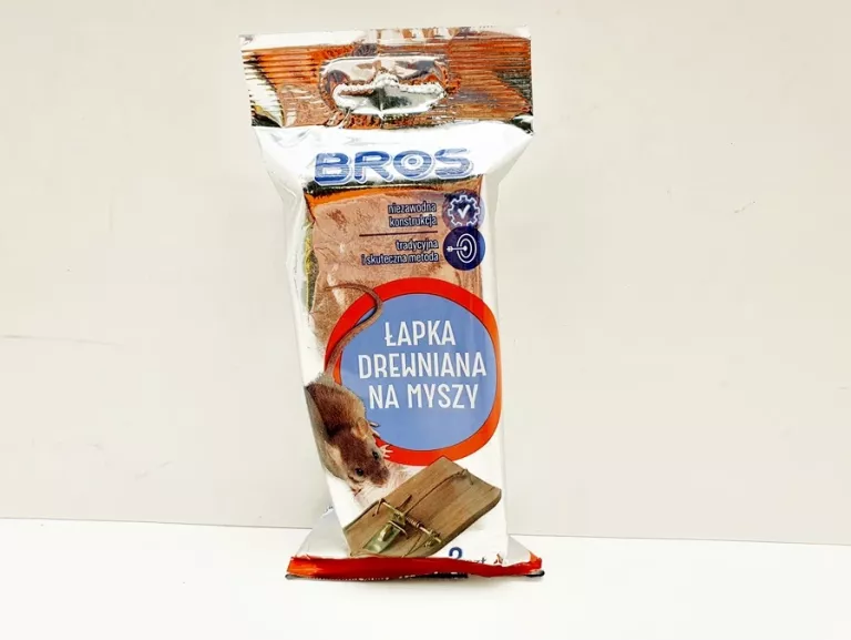 BROS MYSZOŁAPKA ŁAPKA PUŁAPKA NA MYSZY DREWNIANA 2SZT
