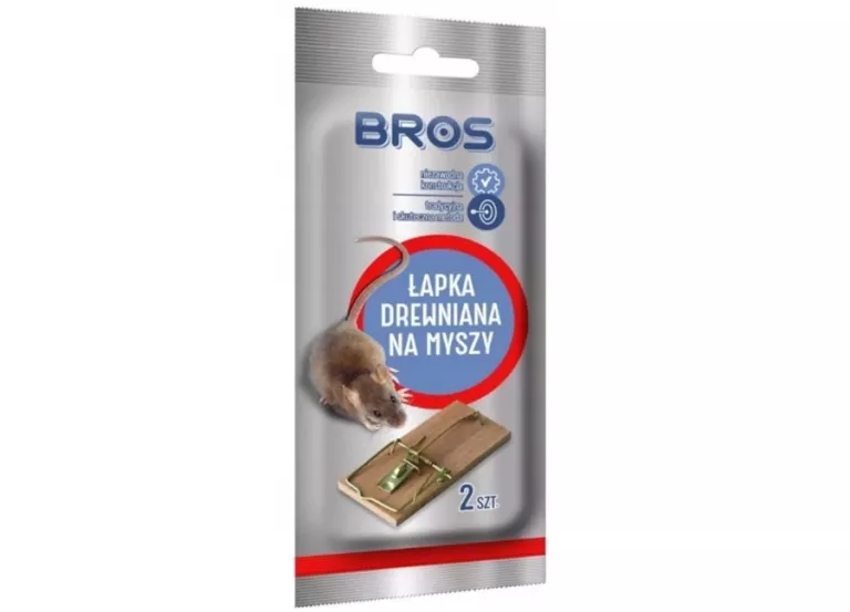BROS MYSZOŁAPKA ŁAPKA PUŁAPKA NA MYSZY DREWNIANA 2SZT