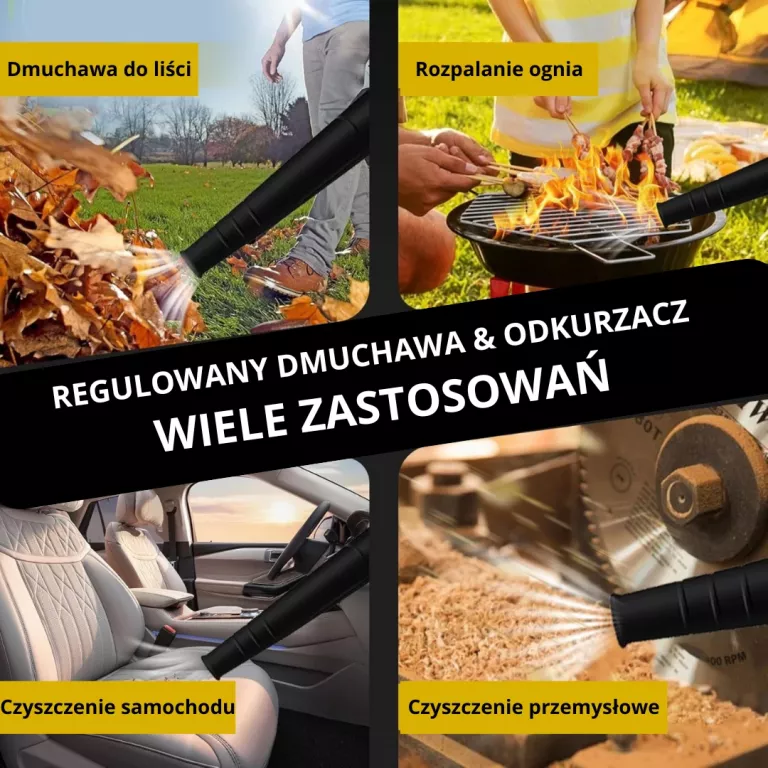 BEZPRZEWODOWA DMUCHAWA ELEKTRYCZNA – ŻÓŁTA/NIEBIESKA + 2 AKUMULATORY