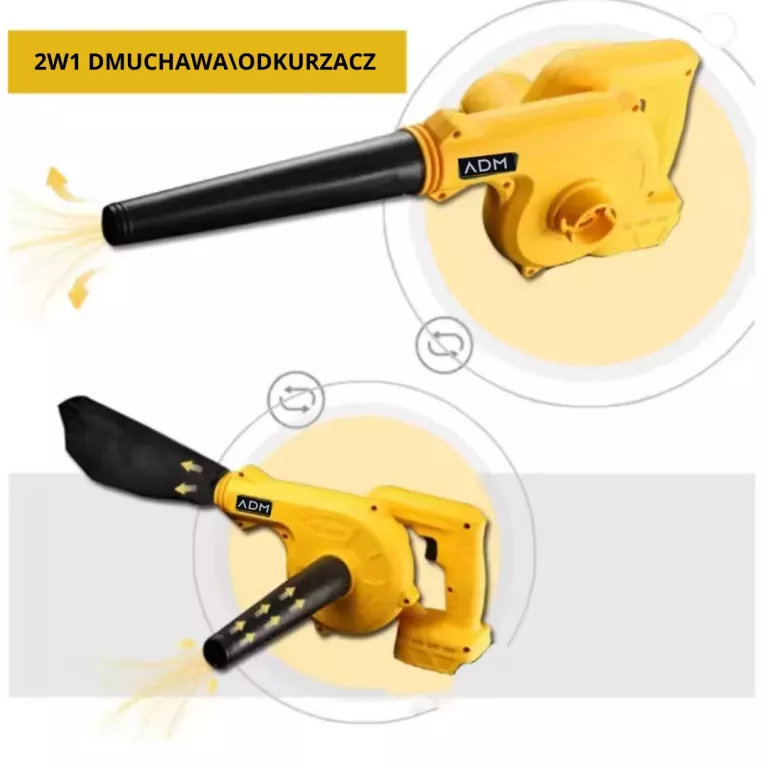 BEZPRZEWODOWA DMUCHAWA ELEKTRYCZNA – ŻÓŁTA/NIEBIESKA + 2 AKUMULATORY