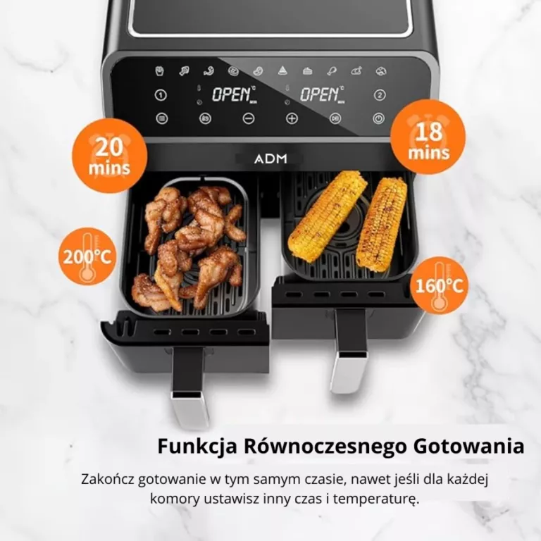 FRYTKOWNICA ADM DOUBLE AIR FRYER – 2 KOSZE 8L