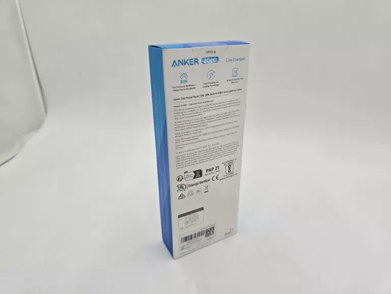 POWERBANK ANKER ZOLO 10000 MAH A1680 30W Z KABLEM USB-C I LIGHTNING MFI