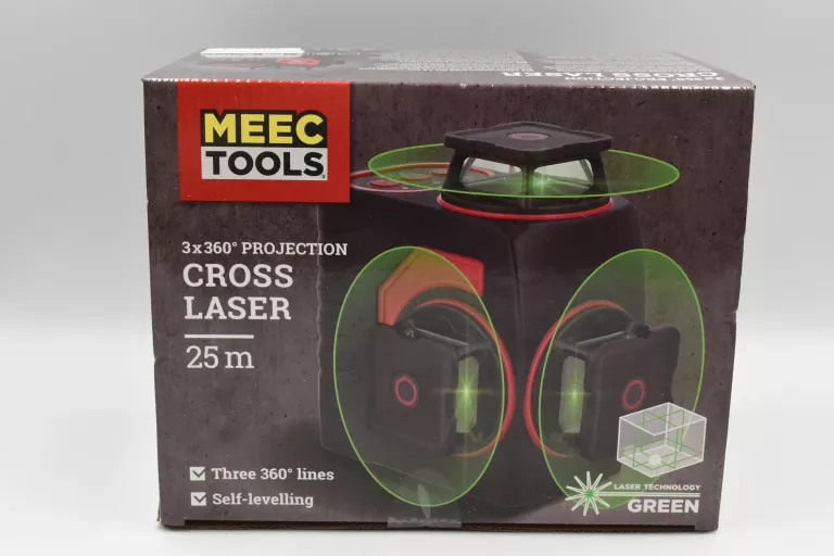 MEEC TOOLS CROSS LASER KRZYŻOWY ZIELONY 3X360°