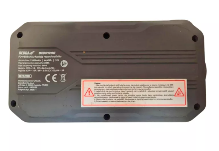 POWERBANK Z FUNKCJĄ ROZRUCHU DEDRA DEPP1200 12000MAH