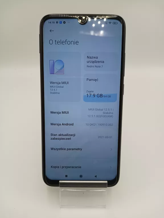 TELEFON XIAOMI REDMI NOTE 7 CZARNY 4/64 GB+ŁADOWARKA
