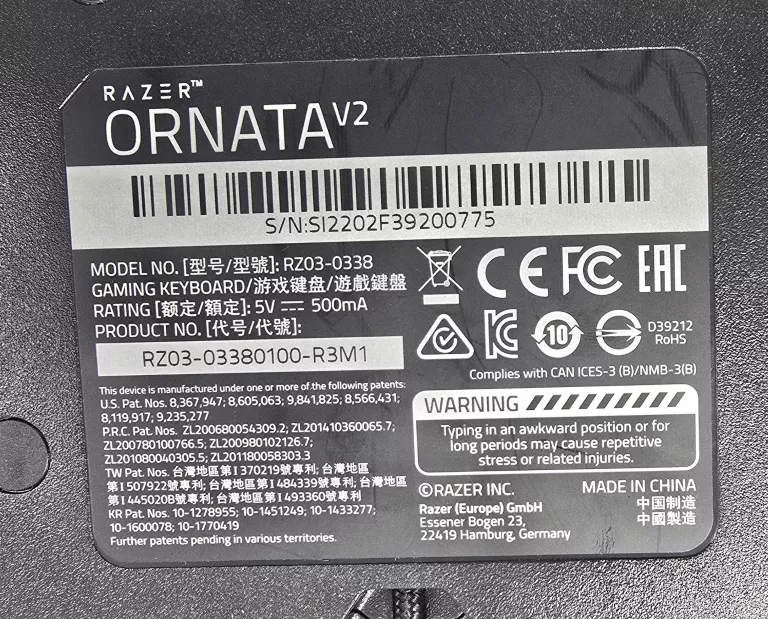 KLAWIATURA RAZER ORNATA V2 RZ03-0338!