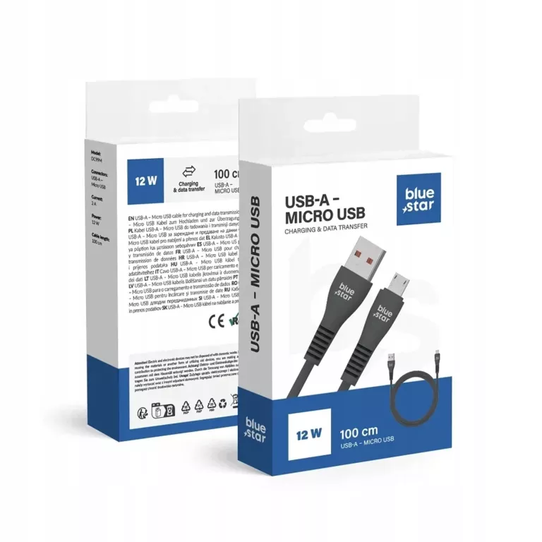 KABEL USB A DO MICRO USB BLUE STAR 2A 1M CZARNY