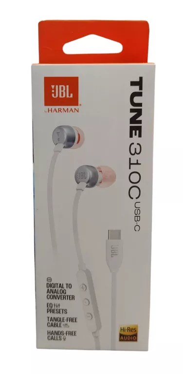 SŁUCHAWKI DOKANAŁOWE JBL TUNE 310 USB-C BIAŁE