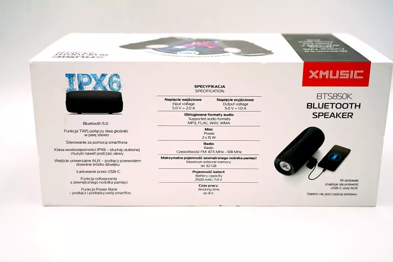 GŁOŚNIK MOBILNY XMUSIC BTS850K CZARNY