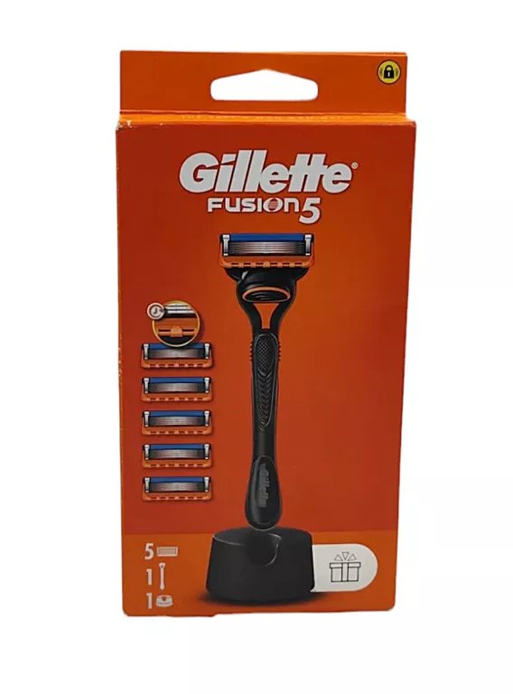 GILLETTE FUSION5 MASZYNKA DO GOLENIA Z PODSTAWKĄ + OSTRZA ZAPASOWE 5SZT.