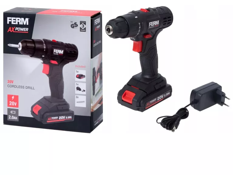WKRĘTARKA AKUMULATOROWA FERM AX-POWER CDM1191 20 V 2.0 AH + AKU + ŁAD