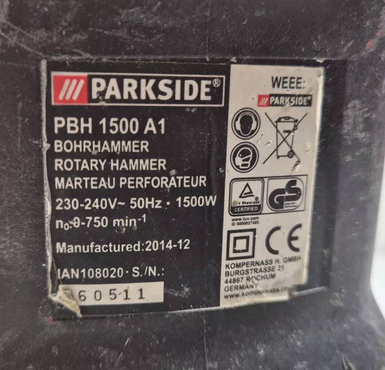 MŁOTOWERTARKA PARKSIDE PBH1500 A1
