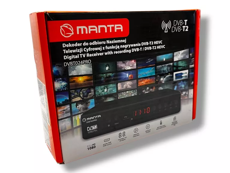 DEKODER MANTA DVBT024PRO DVBT-2 HVEC H.264