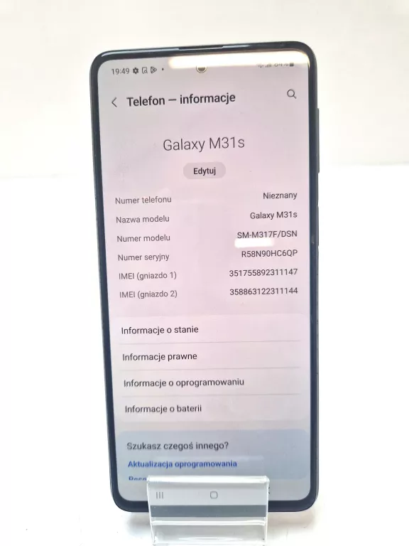 SMARTFON SAMSUNG GALAXY M31S 6 GB / 128 GB 4G (LTE) CZARNY