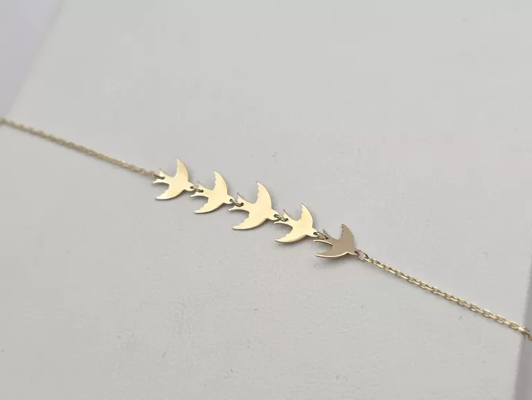 ZŁOTA BRANSOLETKA JASKÓŁKI - 585 14K 17,5-19,5CM 1,15G