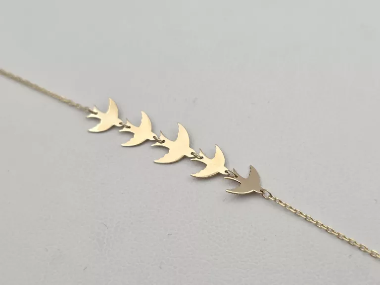 ZŁOTA BRANSOLETKA JASKÓŁKI - 585 14K 17,5-19,5CM 1,15G