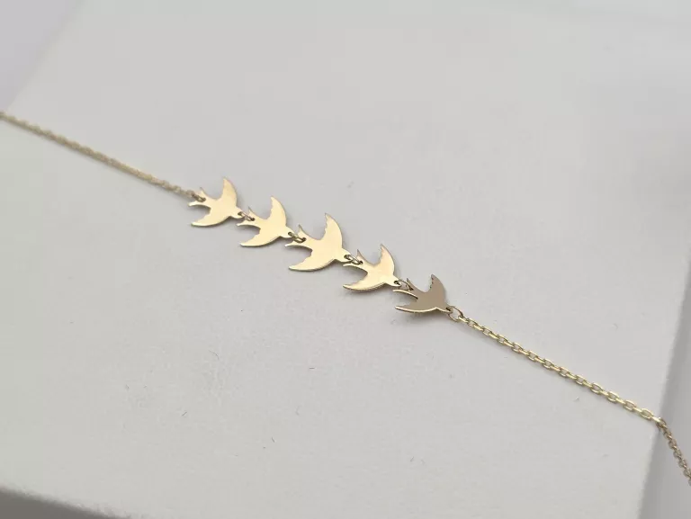 ZŁOTA BRANSOLETKA JASKÓŁKI - 585 14K 17,5-19,5CM 1,15G