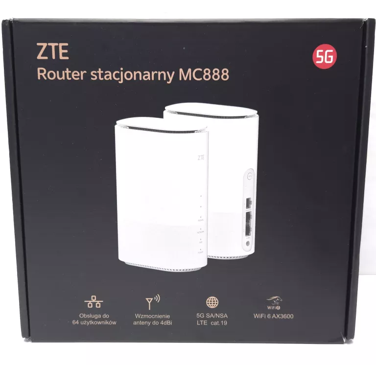 ROUTER STACJONARNY NA KARTĘ SIM 5G MODEM LTE CAT 19 ZTE MC888 WIFI 6