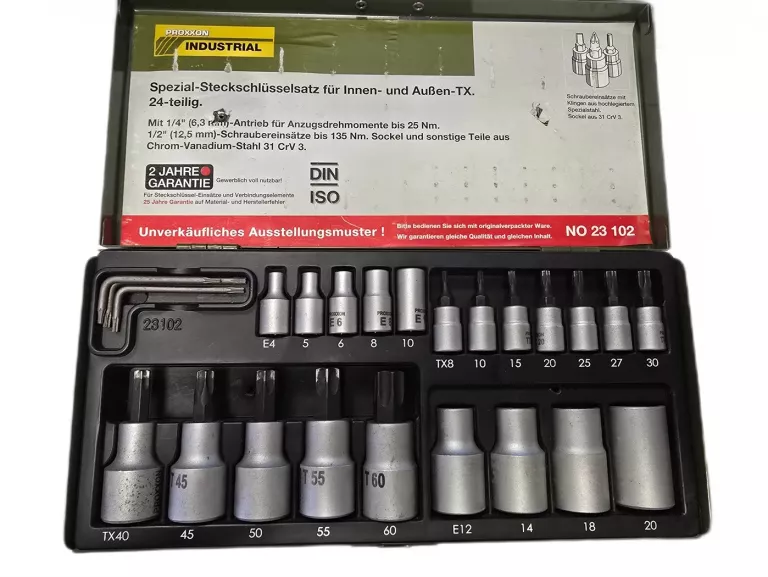 PROXXON ZESTAW NASADEK 1/2 1/4 TORX 24PC 23102