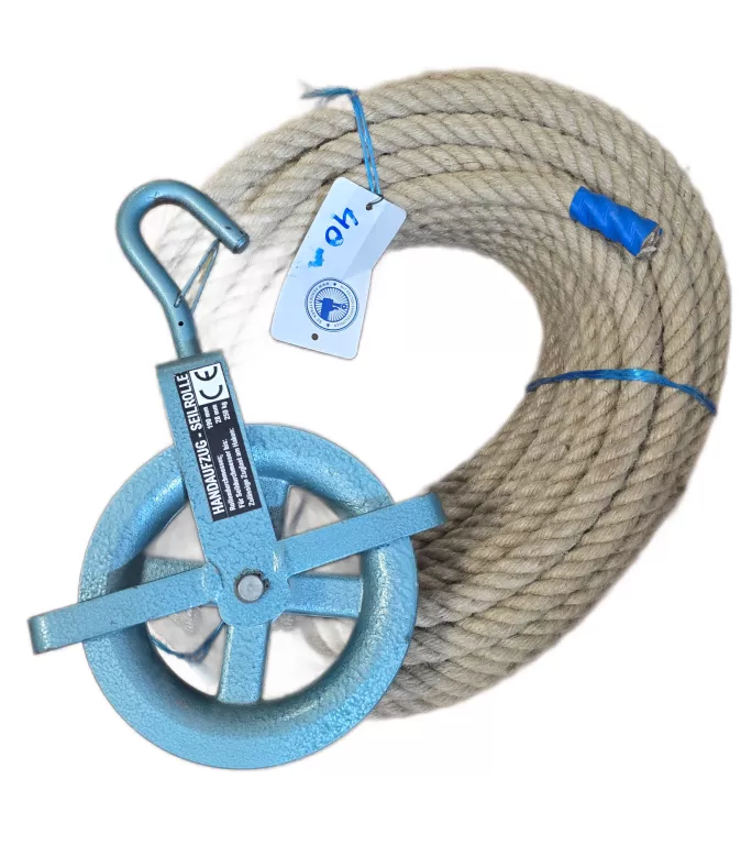 BLOCZEK BUDOWLANY 190MM HANDAUFZUG - SEILROLLE + LINA 40M!