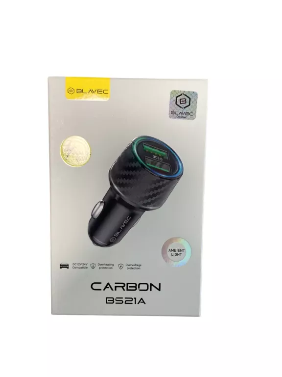 BLAVEC ŁADOWARKA SAMOCHODOWA BS-21A CARBON - 2XUSB - QC 3.0 36W 3A
