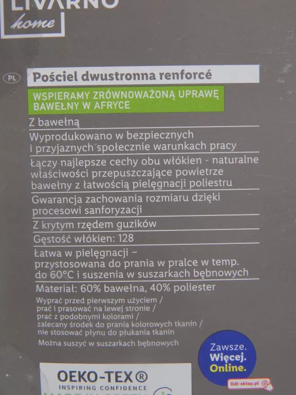 KOMPLET POŚCIELI LIVARNO HOME KOŁDRA 140CM X 200