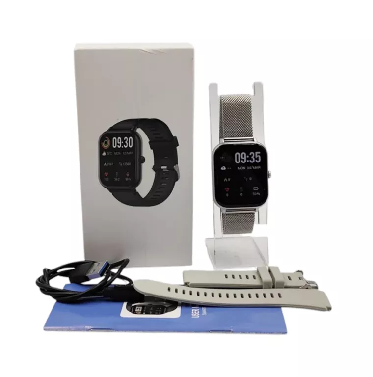 SMARTWATRWATCH BL02 BRANSOLETKA SREBRNA + PASEK DODATKOWY