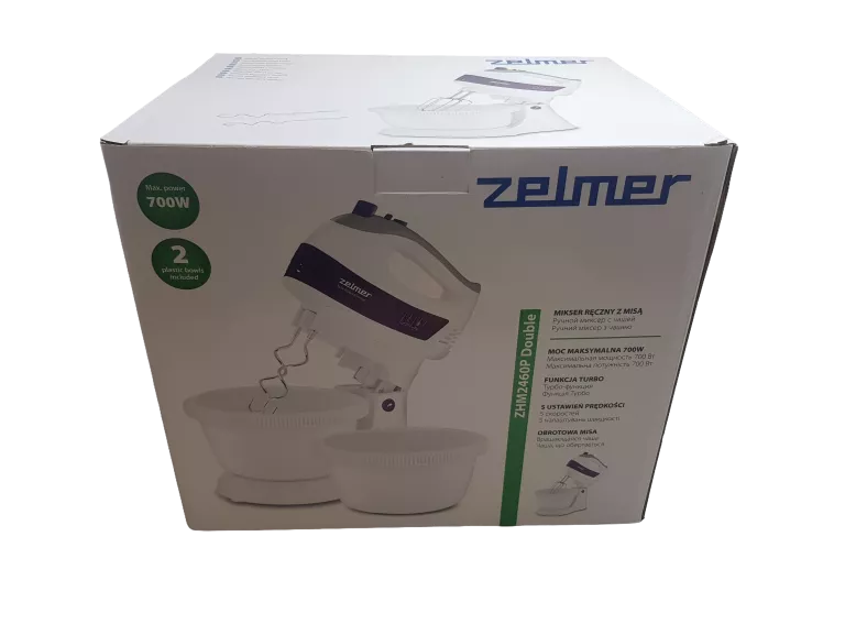 MIKSER ZELMER ZHM2459S 700W OBROTOWA MISA 2,5L 5 PRĘDKOŚCI TURBO