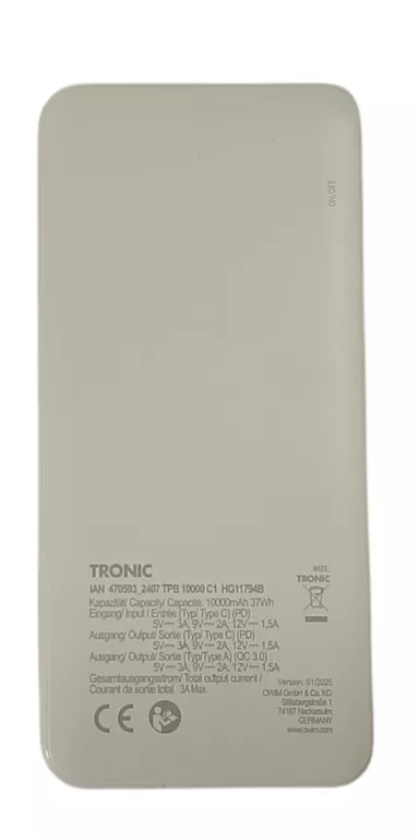 POWERBANK TRONIC 10000MAH BIAŁY ZESTAW