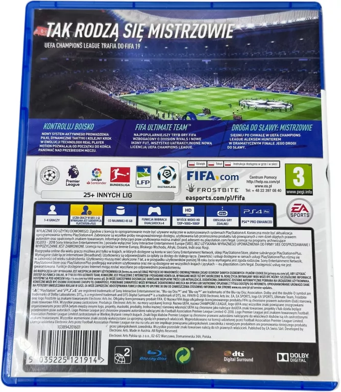 GRA SPORTOWA/PIŁKARSKA NA KONSOLĘ PLAYSTATION 4 FIFA 19 PS4