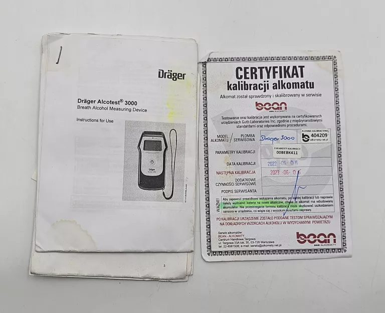 DRÄGER ALCOTEST 3000 + DOKUMENTY KALIBRACJI + ETUI